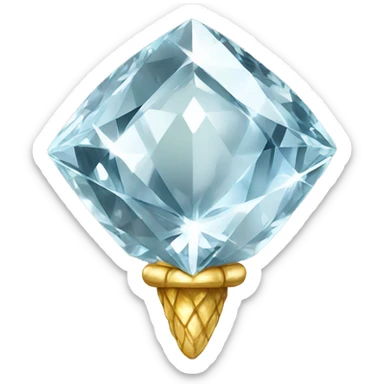 a Diamond Acorn, sparkling cut diamond, with stem of gold sticker