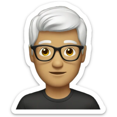 white guy short hair wearing glasses and dark t-shirt with flowers print sticker