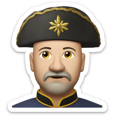 photorealistic bald Ukrainian Cossack with chub sticker