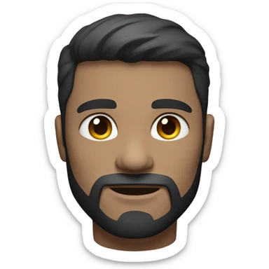 muscular man face half robot with short straight, dark hair and a neatly trimmed beard sticker