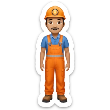 Indian male railway engineer orange overalls, boots  sticker