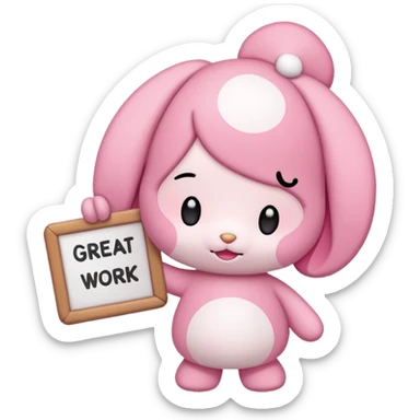 cute mymelody with sign that says great work sticker