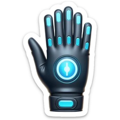 Minimal emoji of a futuristic nano-tech glove with subtle glowing lines, flat sci-fi wearable icon sticker