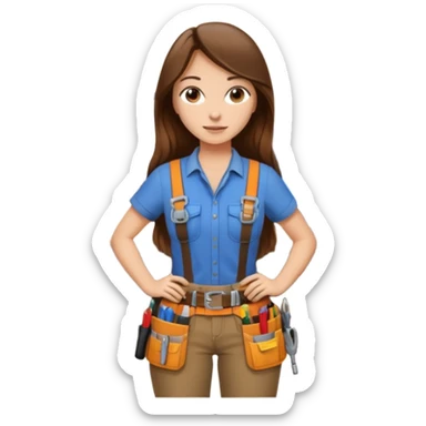 beautiful girl with long brown hair constructing new lounge room area with tv and couch sticker