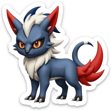 Handsome cool badass edgy Absol-Darkrai-Litten-Guilmon-Zangoose-Pokémon-Fakémon-fusion-hybrid-creature sticker
