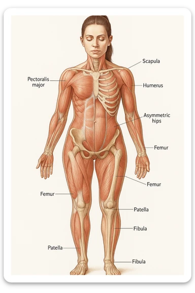 Donna vista anatomicamente con fianchi asimmetrici sticker