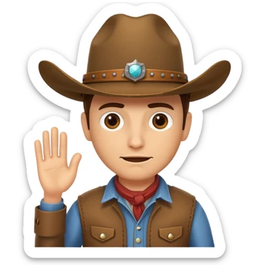 Slack emoji cowboy developer going crazy with deploy to master. Make it look like a slack emojii sticker