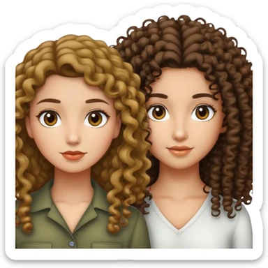Straight hair girl with olive skin and curly hair girl with white skin  sticker