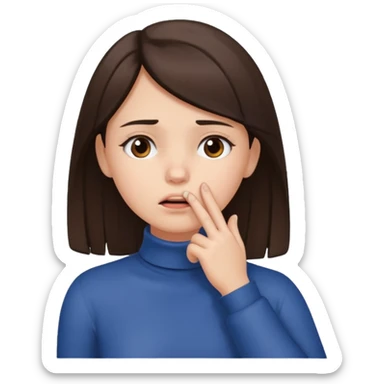 Brunette girl with hand on throat sticker