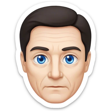 male 60 dark hair blue eyes eye bags  sticker