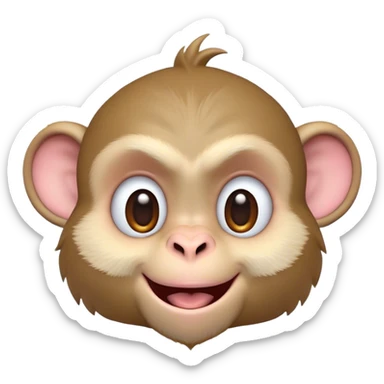 Cinematic Adorably Mischievous Macaque Portrait Emoji, Head tilted in a playful wink with an exaggerated, cheeky grin and a slightly raised eyebrow, featuring a compact, nimble build with fluffy fur and round, twinkling eyes brimming with mischief, Simplified yet irresistibly endearing features, highly detailed, glowing with a bright, joyful radiance, high shine, lively and quirky, stylized with an air of whimsical primate fun, soft glowing outline, capturing the essence of a mischievous macaque that seems ready to pull a playful face and scamper into your heart! sticker
