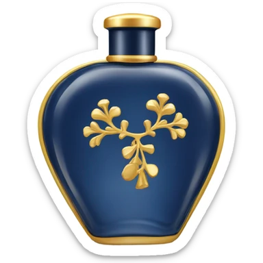 Perfume en forma de cilindro, color azul marino con dorado sticker