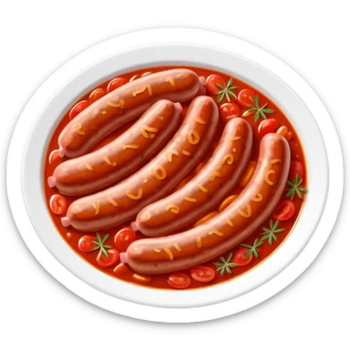 emoji of Rougail saucisse meal. Typical Reunion island meal consisted of Sliced sausage in tomato sauce (strong red color) with thym  sticker