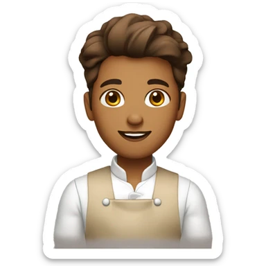 Aggrated cake baker, light brown skin and brown hair sticker