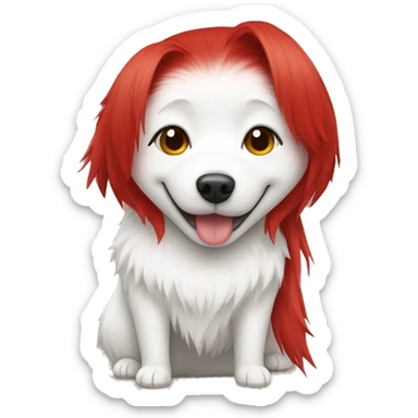 Japanese spitz dog hug red hair girl sticker