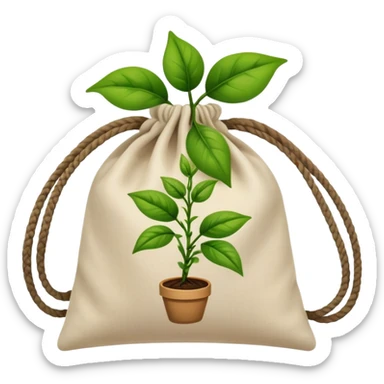 a knotted bag with a picture of a plant on it sticker