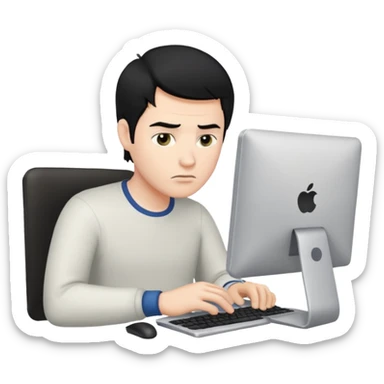 A WHITE MAN, WHIT BLACK HAIR, WITH A PC  sticker