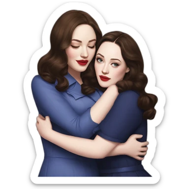 Kat dennings hugs Elizabeth gillies sticker
