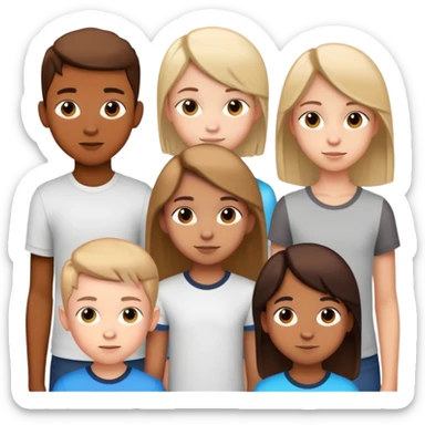 two teen boy siblings posing with a random 10-year-old girl sticker