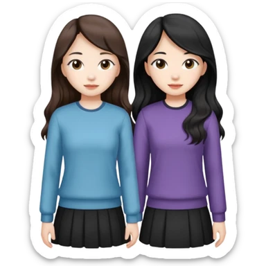 Two girls drinking they’re both Asian but one has wavy brown hair and the other has really long straight hair sticker