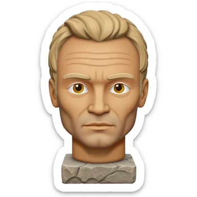 Cinematic realistic ultra HD - musician Sting as an antique stone sculpture sticker