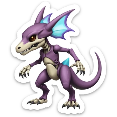 Shiny Badass Edgy Dark Evil Spectral Dusky Spooky Skeletal Cool Hot Stylish Handsome Duskull-Marowak-Genesect-Fakémon-fusion (full body) sticker