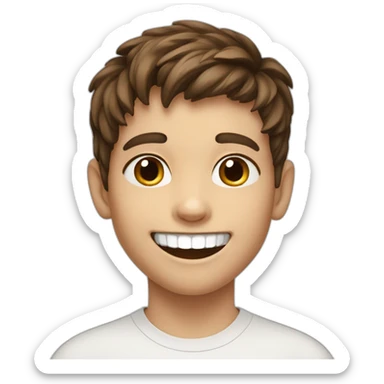 8 years old boy with brown hair and wide smile and losing the lateral tooth sticker