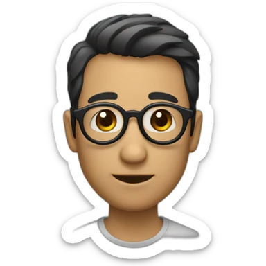 un homme chauve avec des lunettes rondes noires sticker