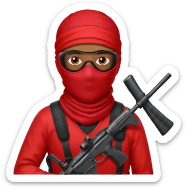 Brown skin Robber with ski mask and ar-15 in red bandana outfit sticker