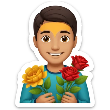 Cute Mexican guy giving you flowers sticker
