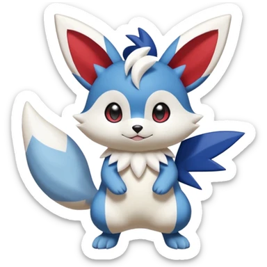 Victini-Pichu-Oshawott-Meowstic-Minccino-Zangoose-Fakémon-hybrid-creature (full body)  sticker