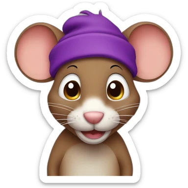 brown jerry mouse cartoon with purple hairband sticker