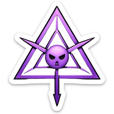 Emoji, dark futuristic occult sigil, symmetrical geometric shape, black metal with faint violet glow, gothic cyber aesthetic, minimal flat design, sharp edges, centered, transparent background sticker