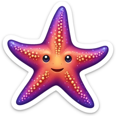 color gradient between red and purple glitter cute starfish sticker