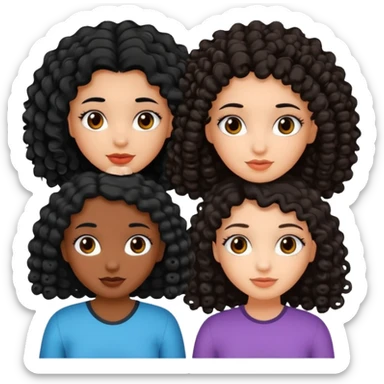 2 girl best friends. One who is African american with black hair and dark brown eyes. one who is white with curly dark brown hair and dark brown eyes. sticker