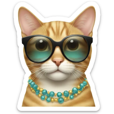 birthday cat with cool earrings and sunglasses sticker