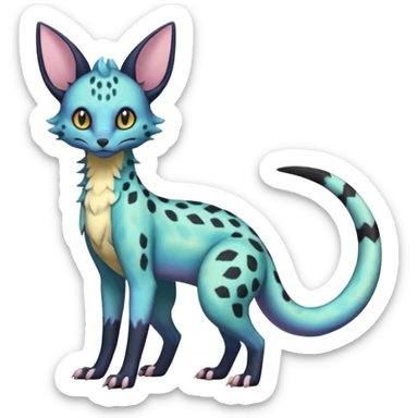 Pastel Iridescent Salandit-Umbreon-Genet-Noivern-Noibat-Nargacuga-Serval-Hybrid (Full body) sticker