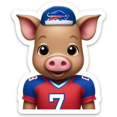 Cute pig in buffalo bills jersey sticker