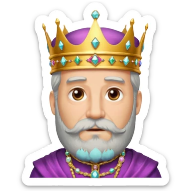 Bearded King, Old king with long gray beard and jeweled crown. sticker