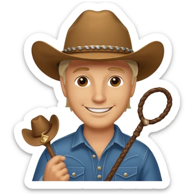 Give this emoji 🤠 a whip make it a white guy  sticker