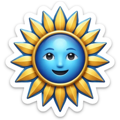 Verified badge with the body of a Sun ☀️ make the color blue and make sure they is no cartoon in it sticker