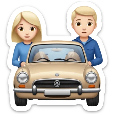 car and girl and boy sticker