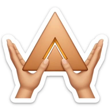 Similar to the heart hands emoji, this emoji should show a triangle created by the fingers of the hands where the two thumbs form the first side of the triangle and the remaining four fingers of each hand create one side each sticker