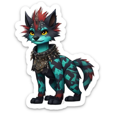cool edgy animal fursona creature by griffsnuff & LiLaiRa & Falvie with badass colors and patterns and a spiked collar full body sticker