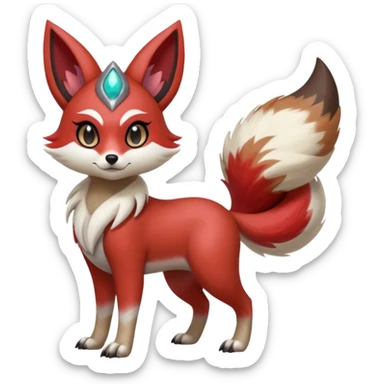 Hyper-realistic cool edgy badass beautiful elegant Colorful Skilled Adept Graceful Asian Painted Meloetta-Furret-Lycanroc-Zangoose-fusion-hybrid-creature (full body) sticker