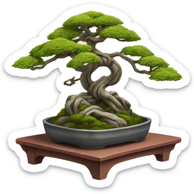 bonsai tree intertwined with torii gate sticker