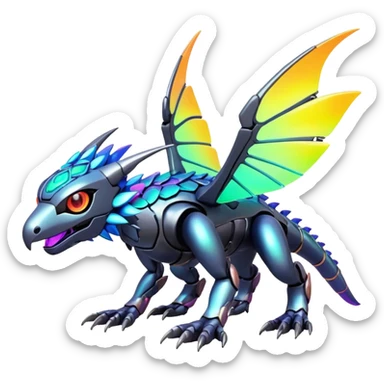  exotic futuristic lush  warm-colored modern colorful neon-colored cyber-Fakémon-Digimon-Trico-creature sticker