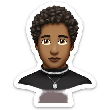 posh-brown man-diamond choker-fit body-short straight curly hair-thick lips sticker