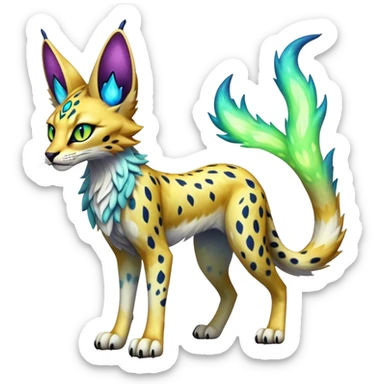 Epic Edgy Colorful ethereal eldritch Sergal-Serval-Vernid full body sticker