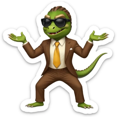 capitalist iguana banker godfather with black sunglasses breakdance scaring sticker